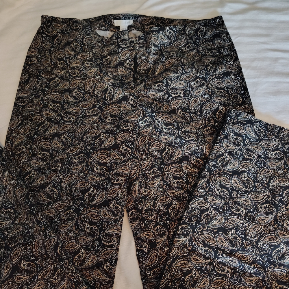J. Jill Black and Cream Paisley Pants - Picture 2 of 4